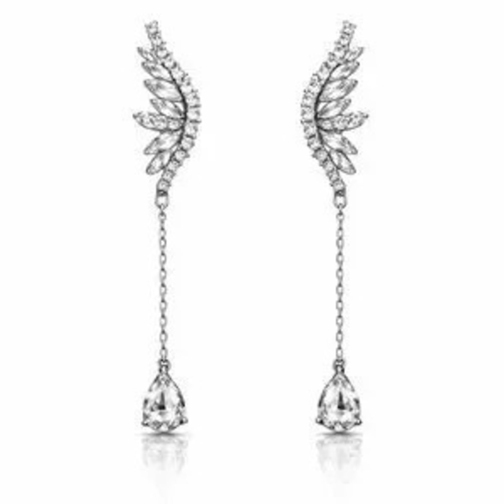 ?? Elegant Silver Drop Earrings With Cubic Zirconia ??